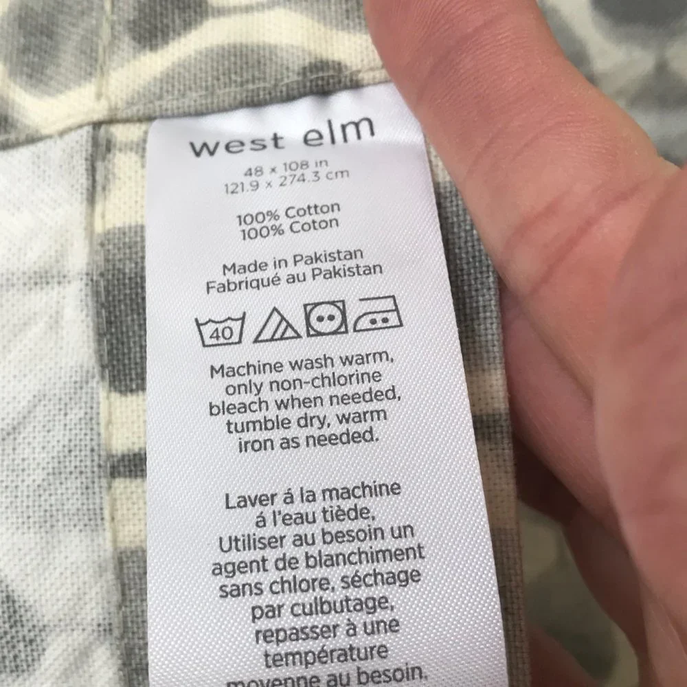Four West Elm 100% cotton curtain panels in neutral palate